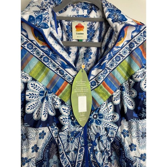 Anthropologie Farm Rio Blue Palms Windbreaker Jacket Size XS NWT - Picture 7 of 7